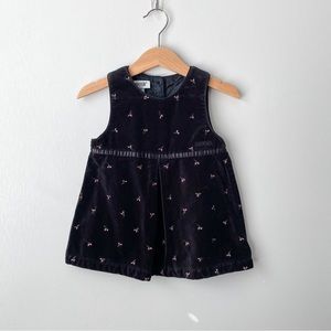Vintage Y2K OshKosh B'Gosh Black Velvet Embroidered Floral Dress 18 Months